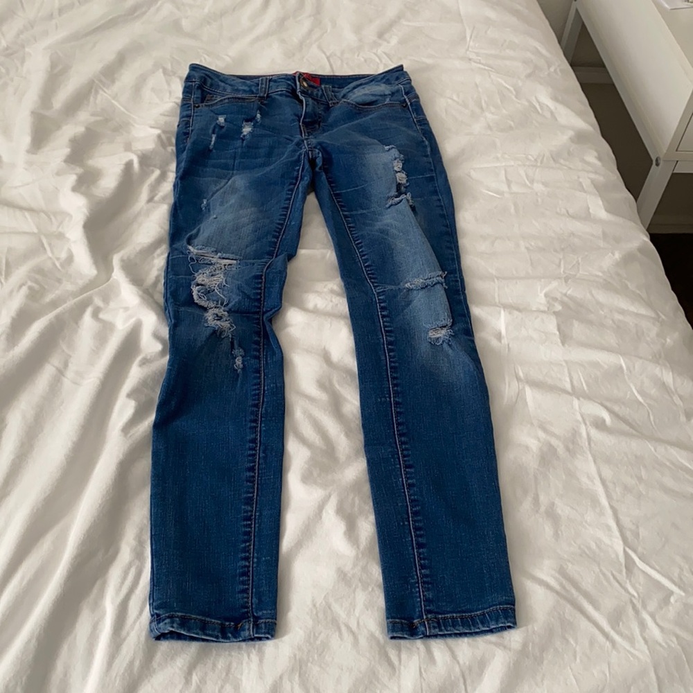 Blue Ripped Skinny Jeans